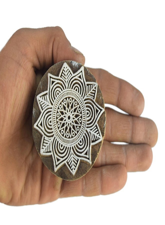 Global Art Round Shape Textile Printing Block - Collectible Fabric Border Stamp - Wooden Floral Print Stamp Blocks for Textile Block Printing i77-210 - Image 4